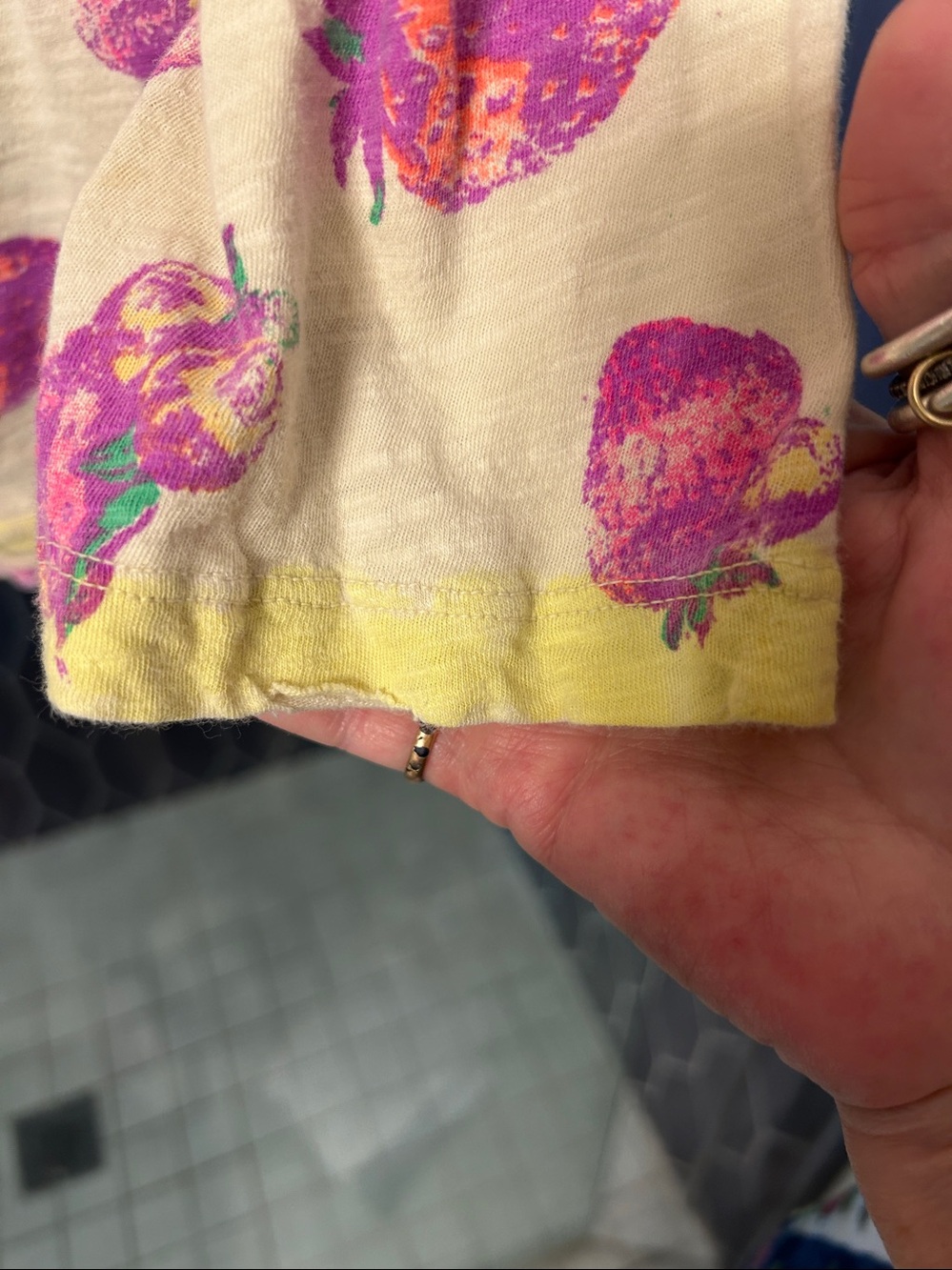 Magnolia Pearl Cream Long Sleeve Tee with Pink/Purple Strawberry Print - Picture 5 of 9